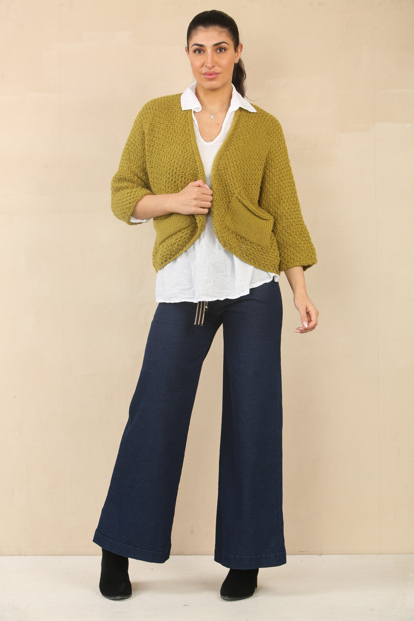 GEBREID VLEERMUISMOUW VEST - CHARTREUSE