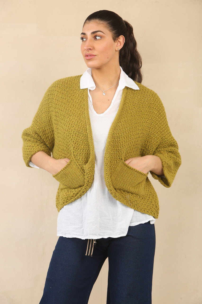 GEBREID VLEERMUISMOUW VEST - CHARTREUSE
