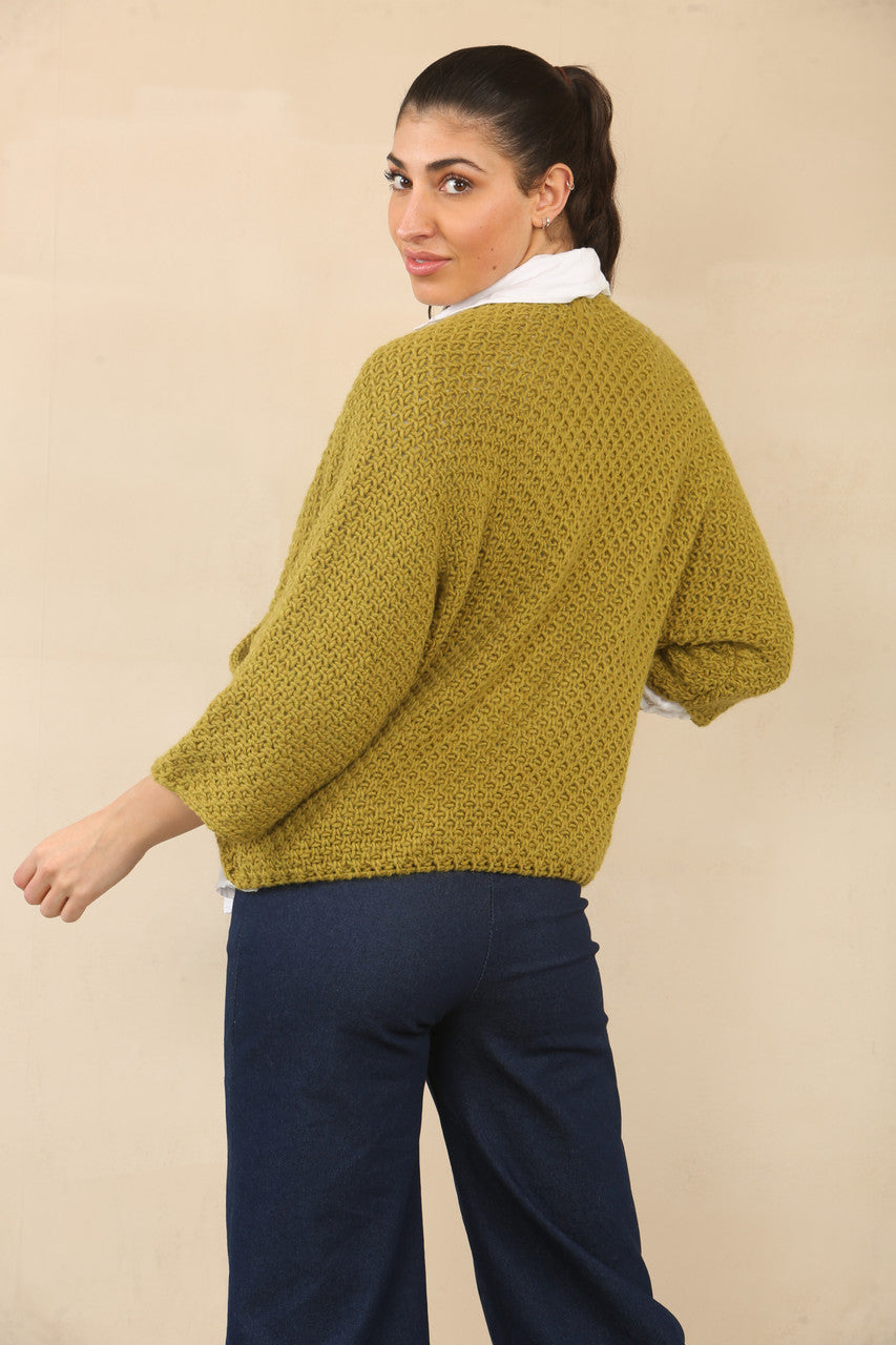 GEBREID VLEERMUISMOUW VEST - CHARTREUSE