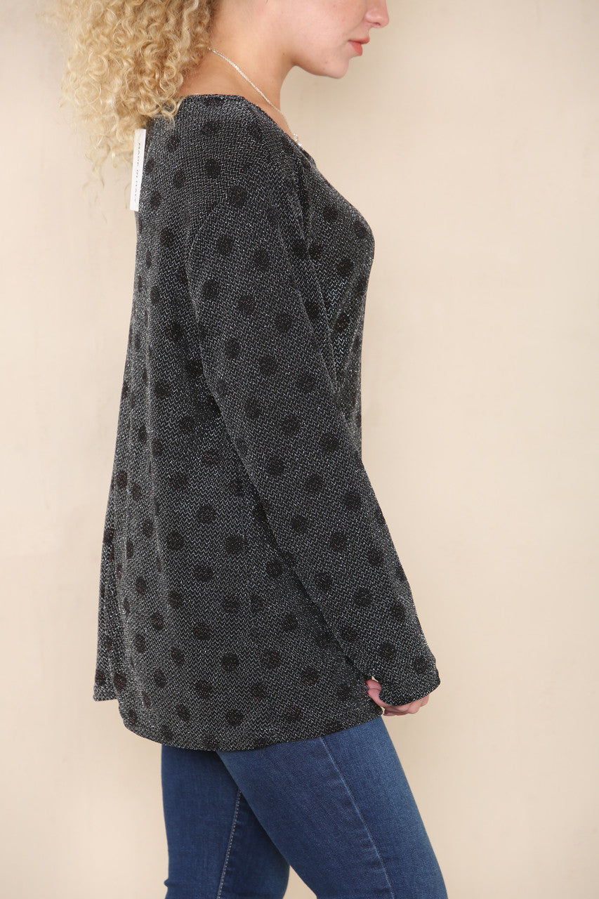 POLKA DOT LUREX TOP BLACK