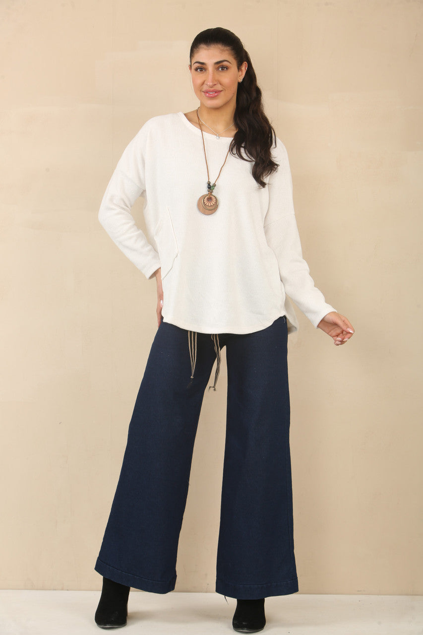 NEEDLECORD TOP WITH NECKLACE - WHITE