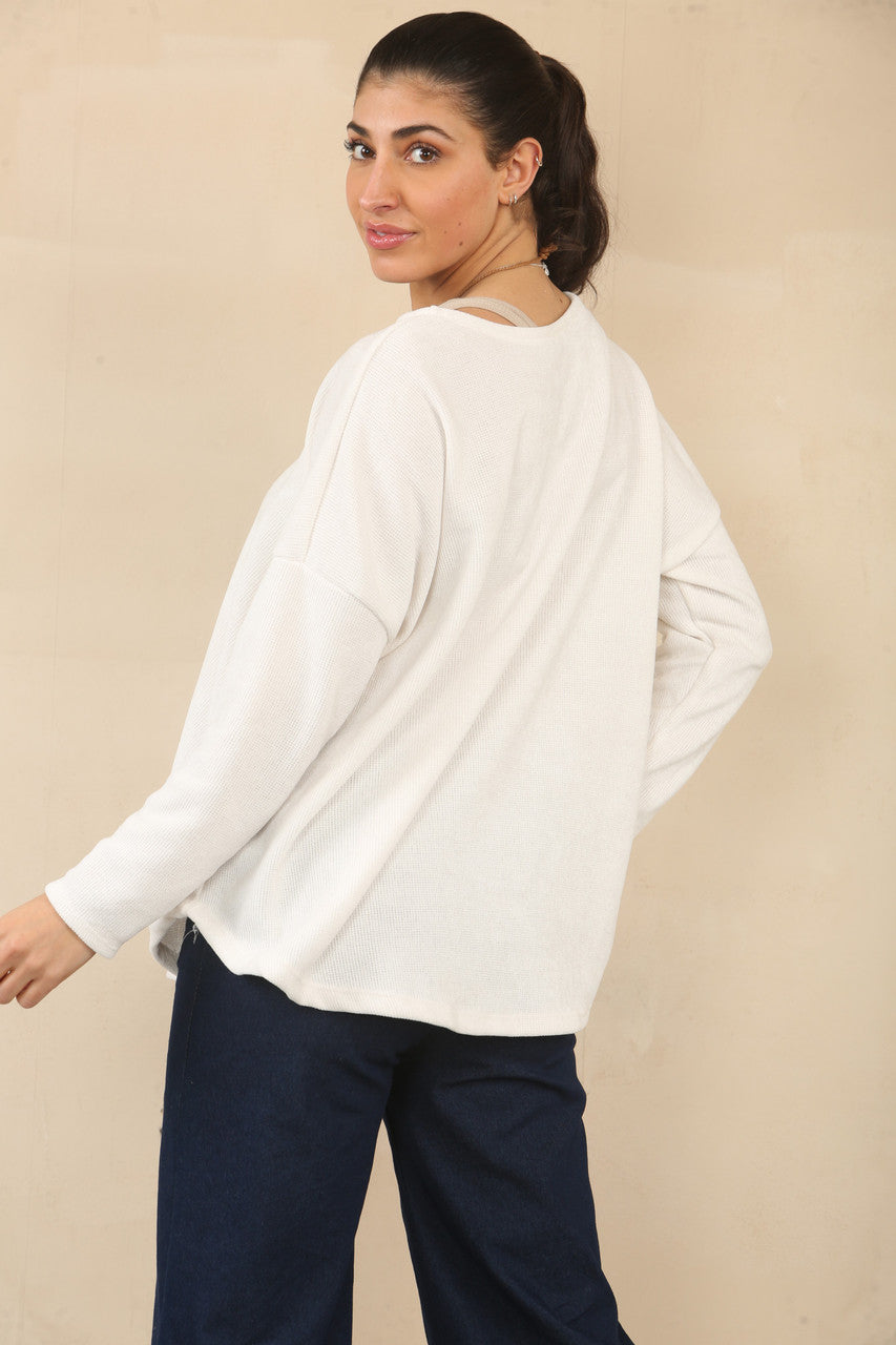 NEEDLECORD TOP WITH NECKLACE - WHITE