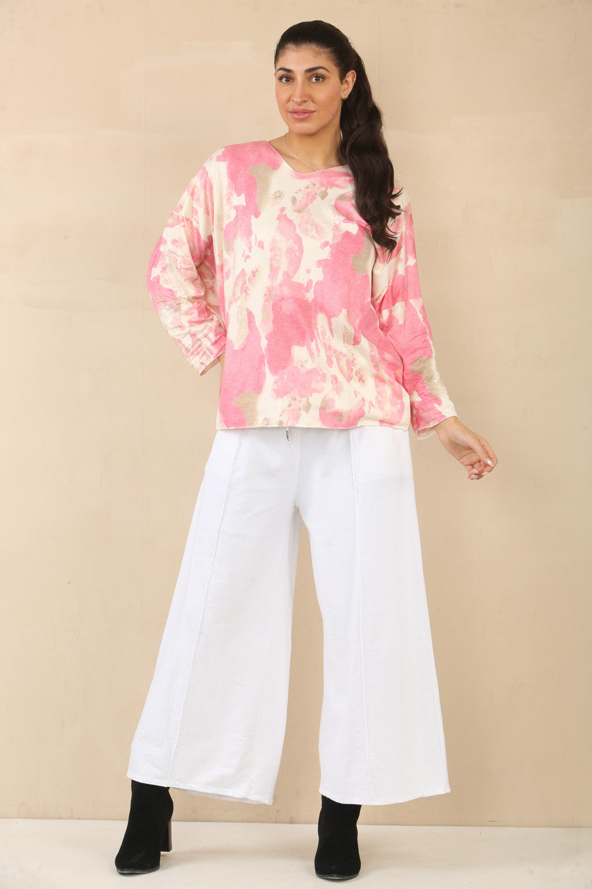 ABSTRACT GOUDEN SPARKLE PRINT TRUI TOP - BUBBELGUM