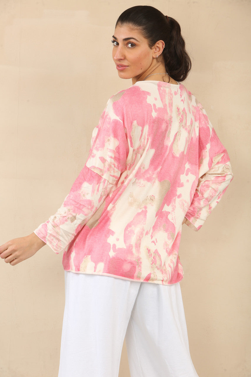 ABSTRACT GOUDEN SPARKLE PRINT TRUI TOP - BUBBELGUM
