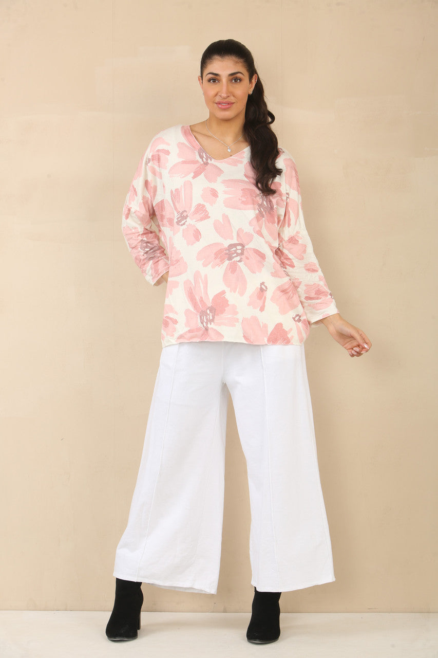 BLOEMENMadeliefje - PRINT TRUI TOP - ROZE