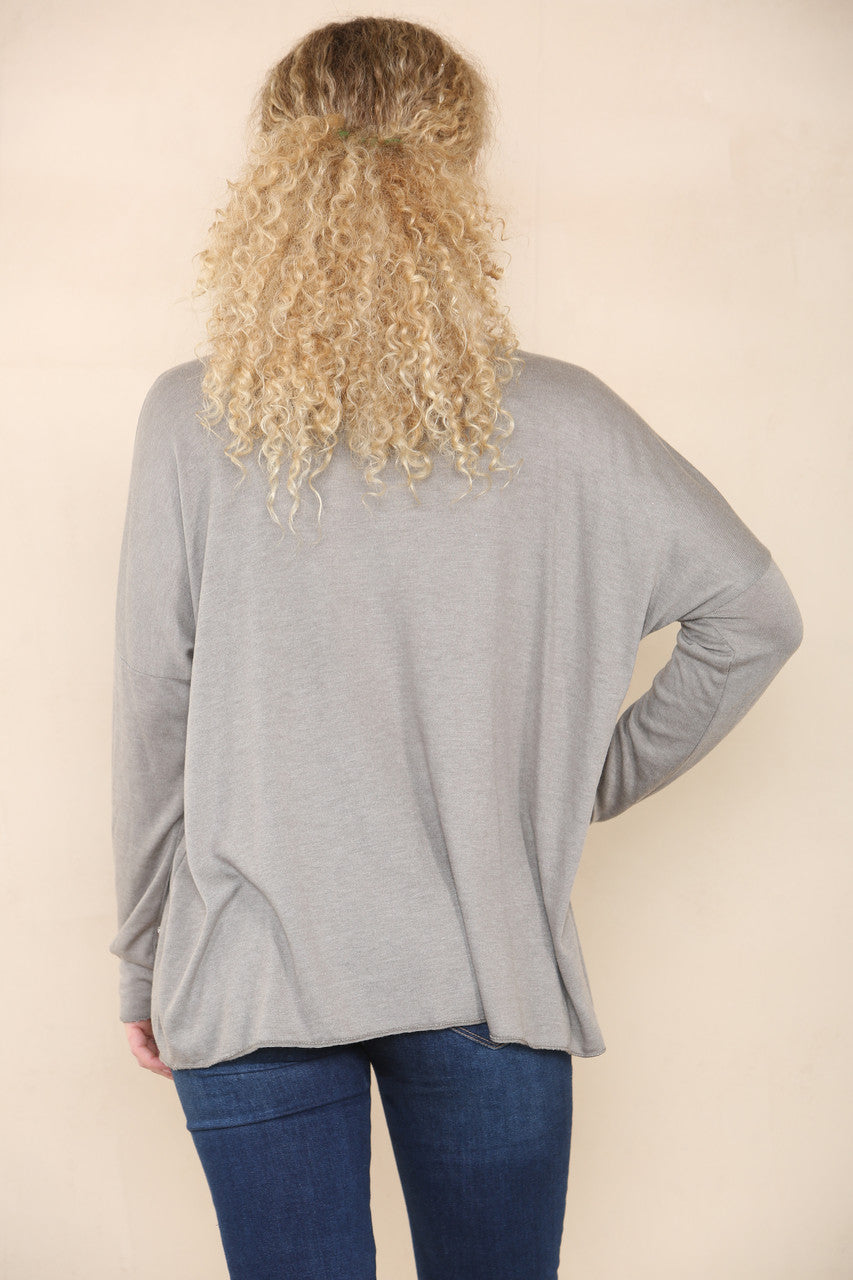 FOIL FLOWERS FINE KNIT JUMPER TAUPE