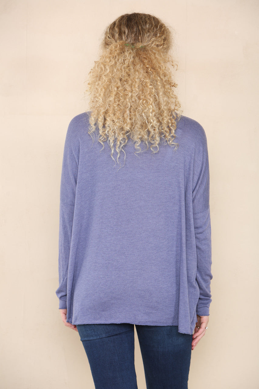 DIAMANTE FEATHER LOVE FINE KNIT JUMPER BLUE