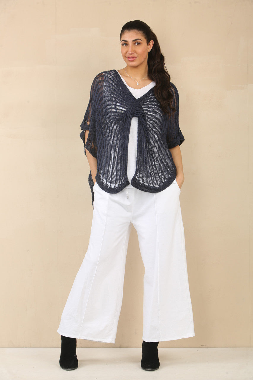 GEHAAKTE TWIST TRUI - NAVY