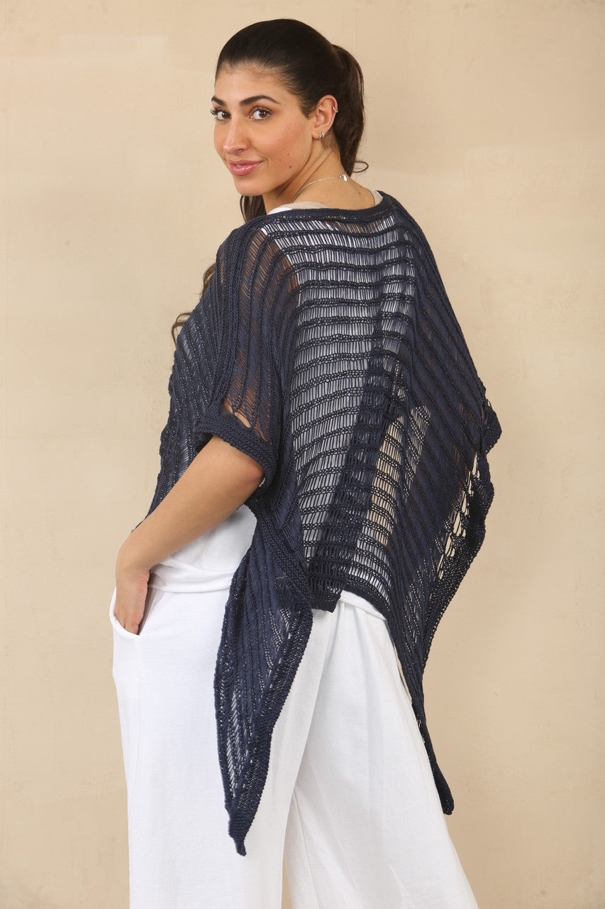 GEHAAKTE TWIST TRUI - NAVY