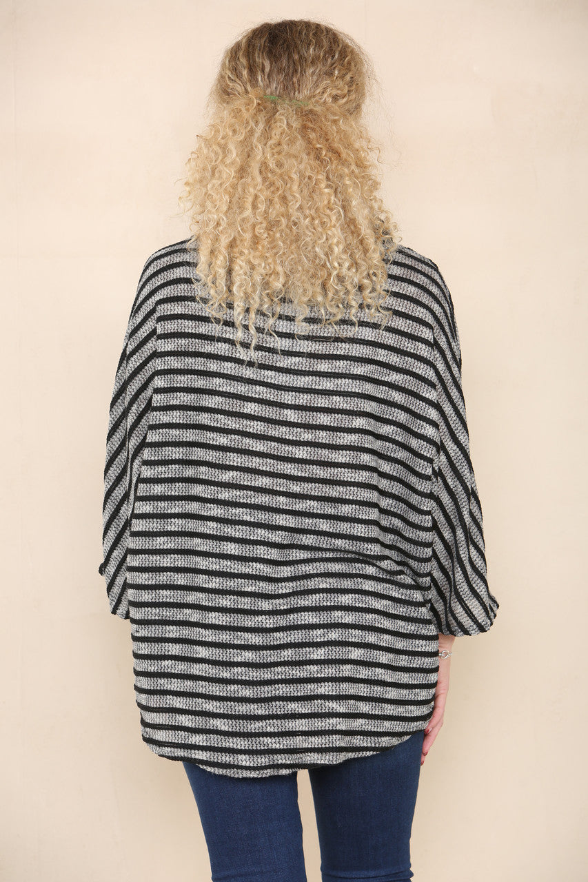 PIPED COWL NECK JUMPER TOP BLACK
