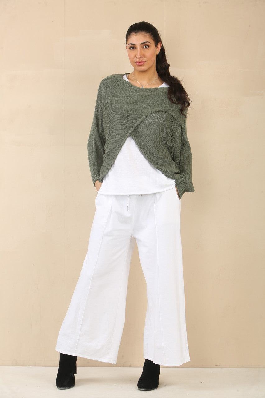 OVERSLAG TRICOT TOP - KHAKI