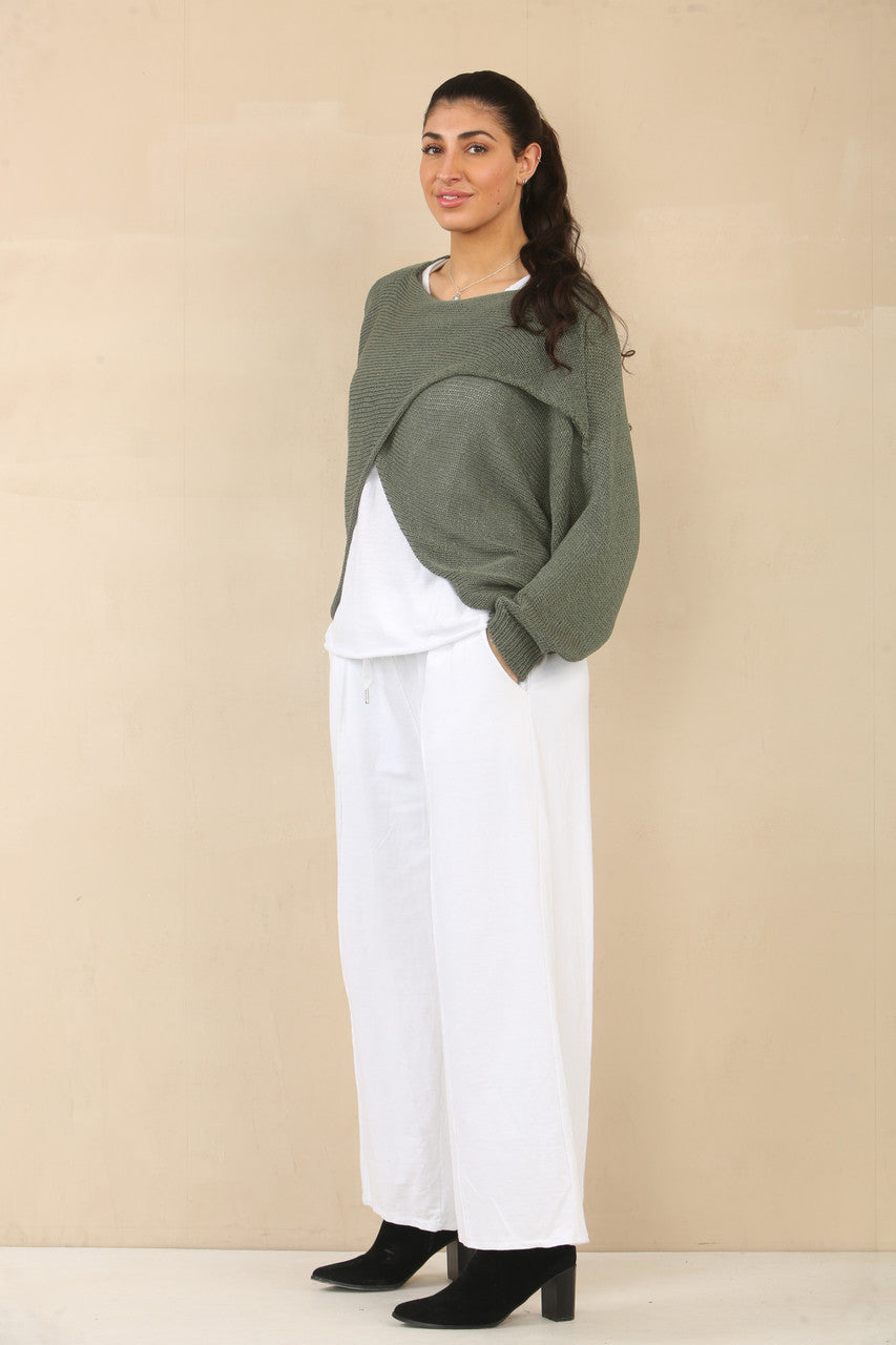 OVERSLAG TRICOT TOP - KHAKI