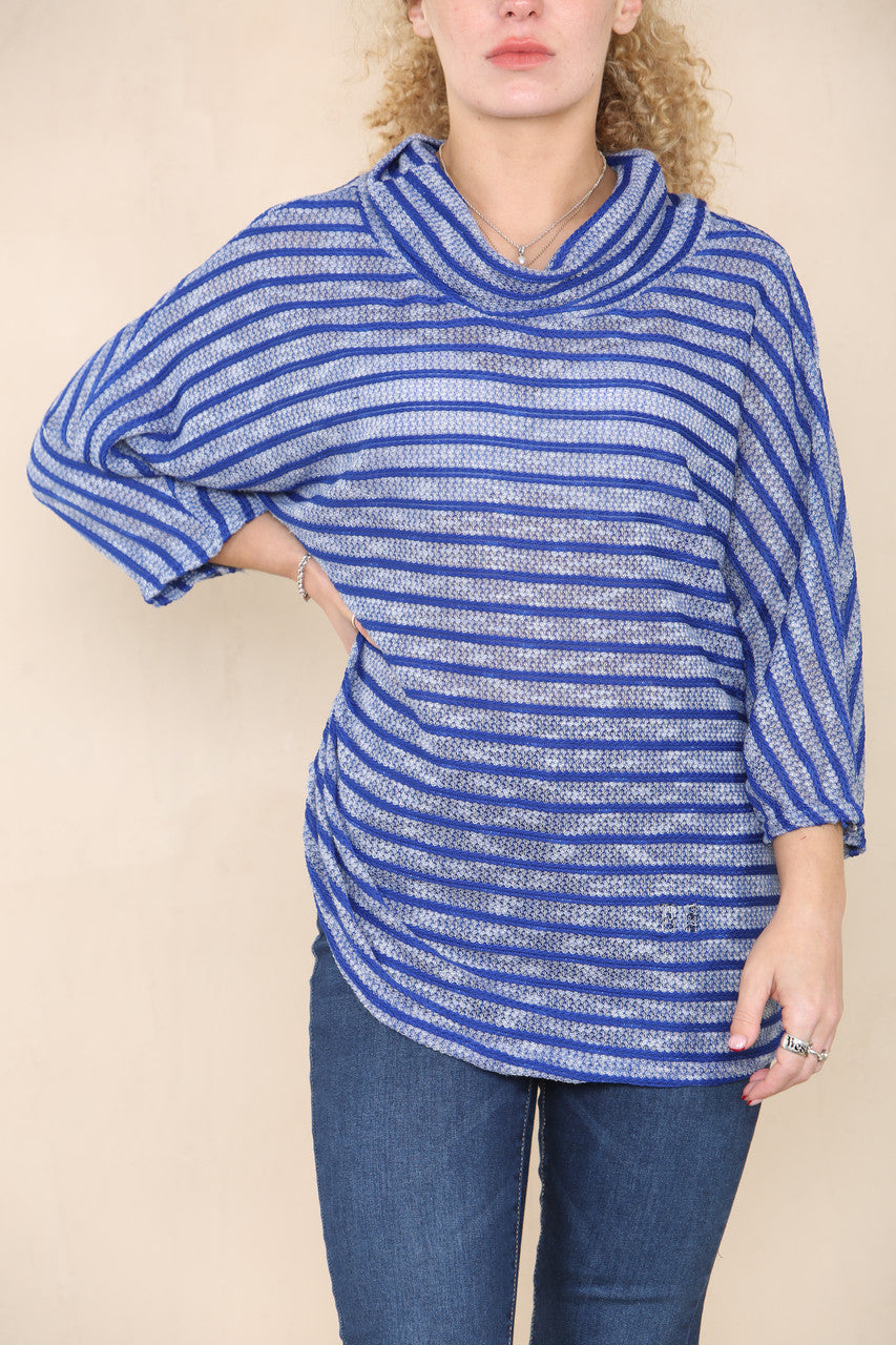 PIPED COWL NECK JUMPER TOP ROYAL BLUE