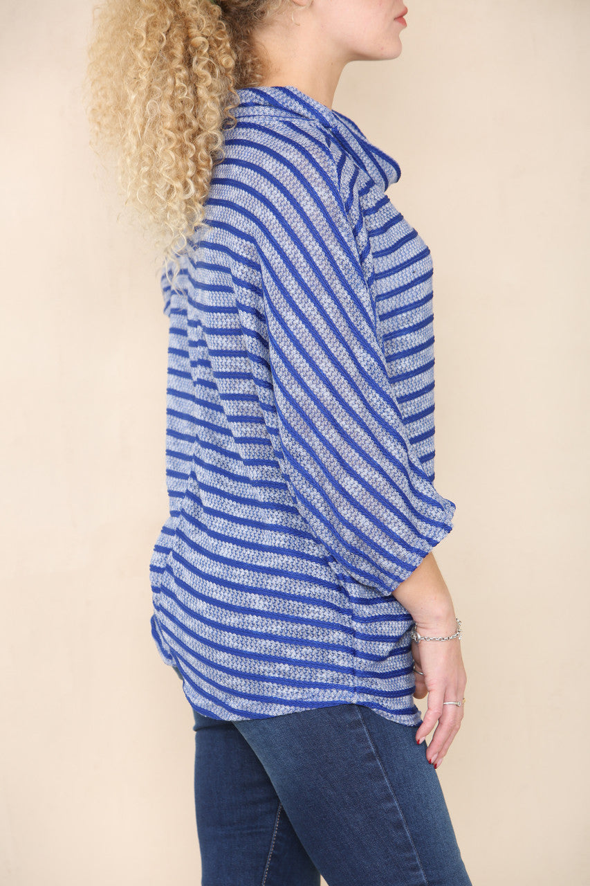 PIPED COWL NECK JUMPER TOP ROYAL BLUE