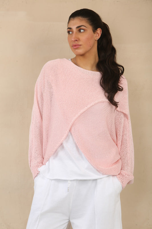 OVERSLAG TOP MET BREISEL - ROZE