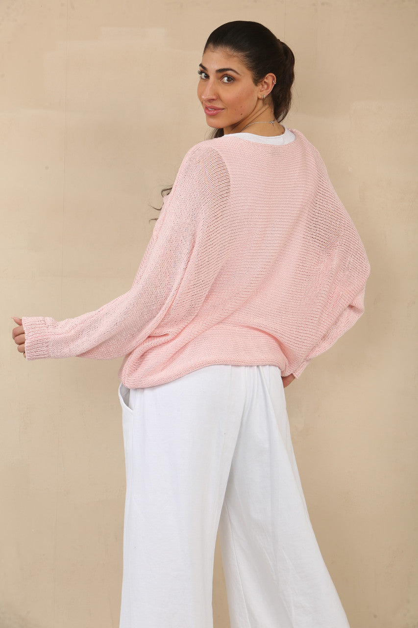 OVERSLAG TOP MET BREISEL - ROZE