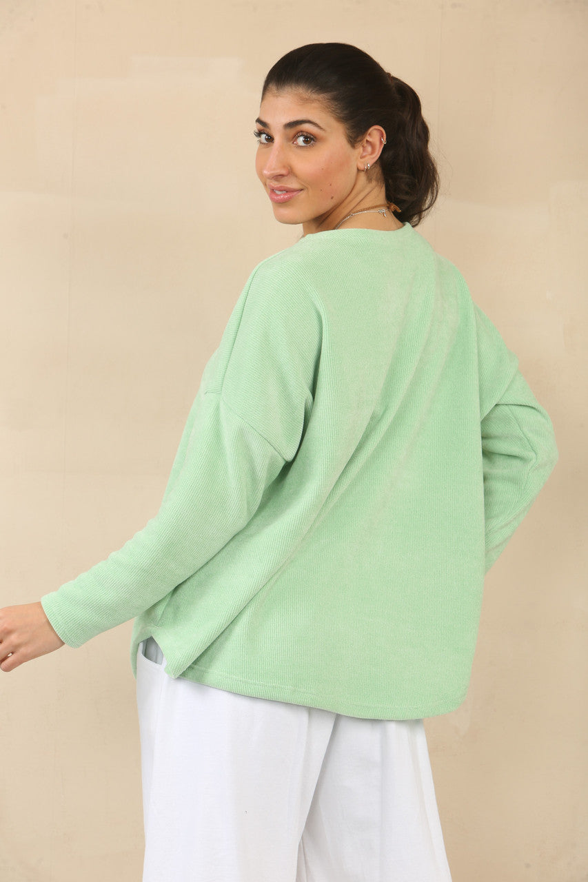 NAALDRIJFJES TOP MET KETTING - APPELGROEN