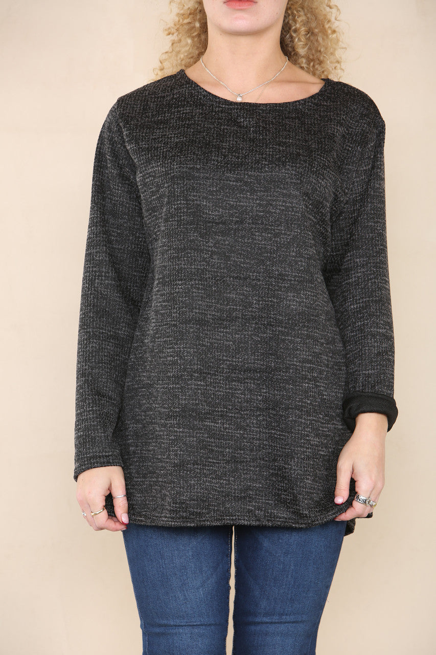 DOGTOOTH PRINT TOP BLACK