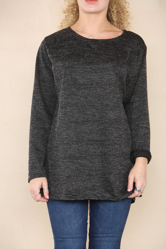 DOGTOOTH PRINT TOP BLACK