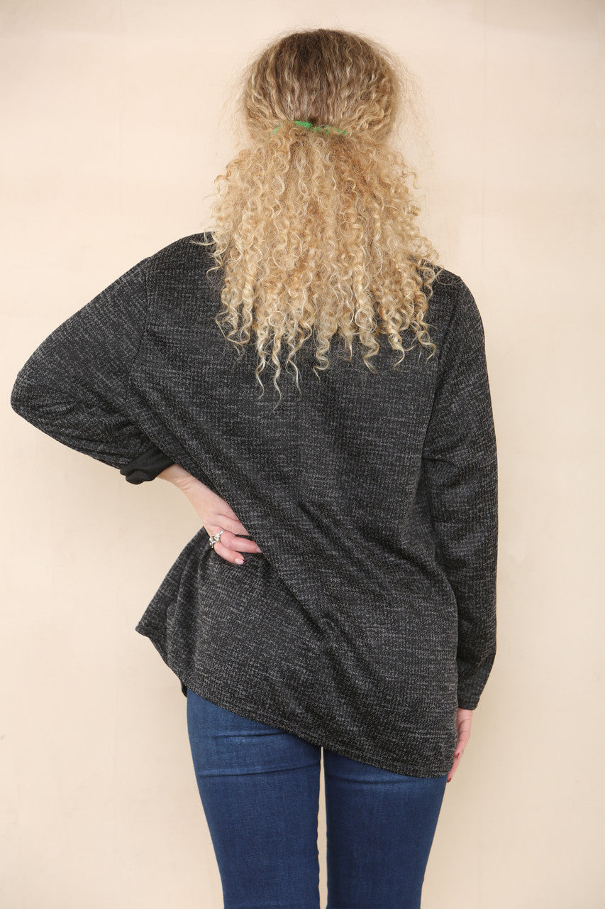 DOGTOOTH PRINT TOP BLACK