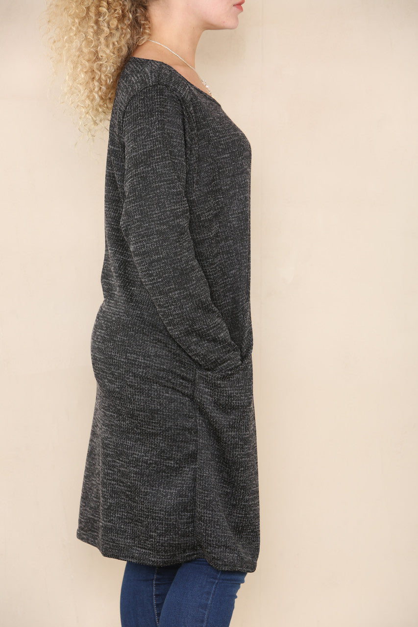 DOGTOOTH PRINT DRESS BLACK
