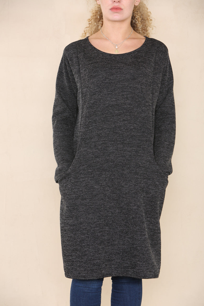 MARL PRINT DRESS BLACK