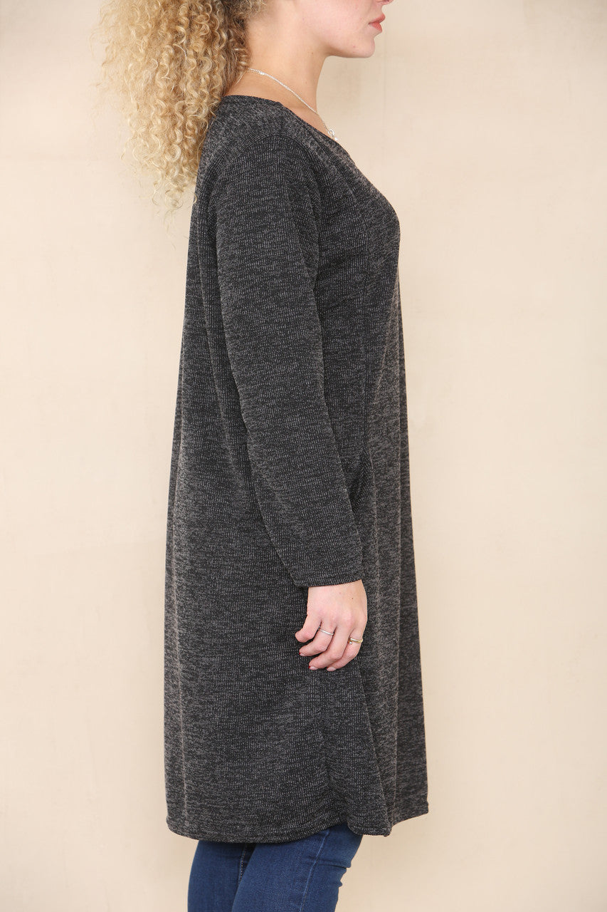 MARL PRINT DRESS BLACK