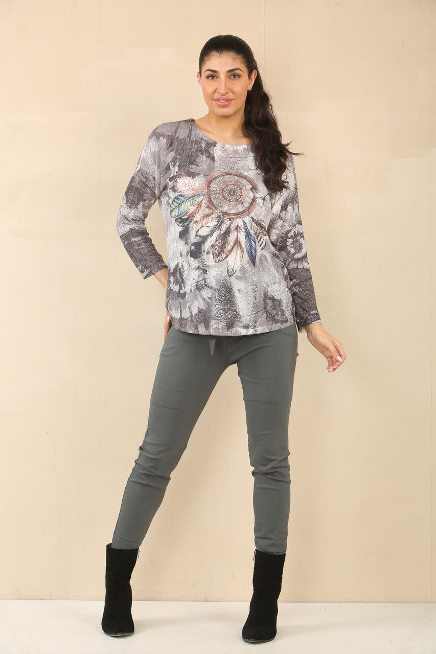 TIE DYE DROOMVANGER GRAFISCHE TOP - HOUTKOOL