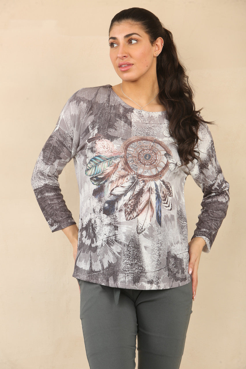 TIE DYE DROOMVANGER GRAFISCHE TOP - HOUTKOOL