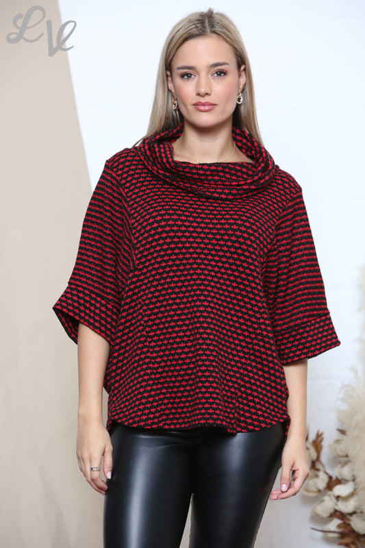 Dames Coltrui met Kleurspikkels Gebreide Jumper Top Bordeaux
