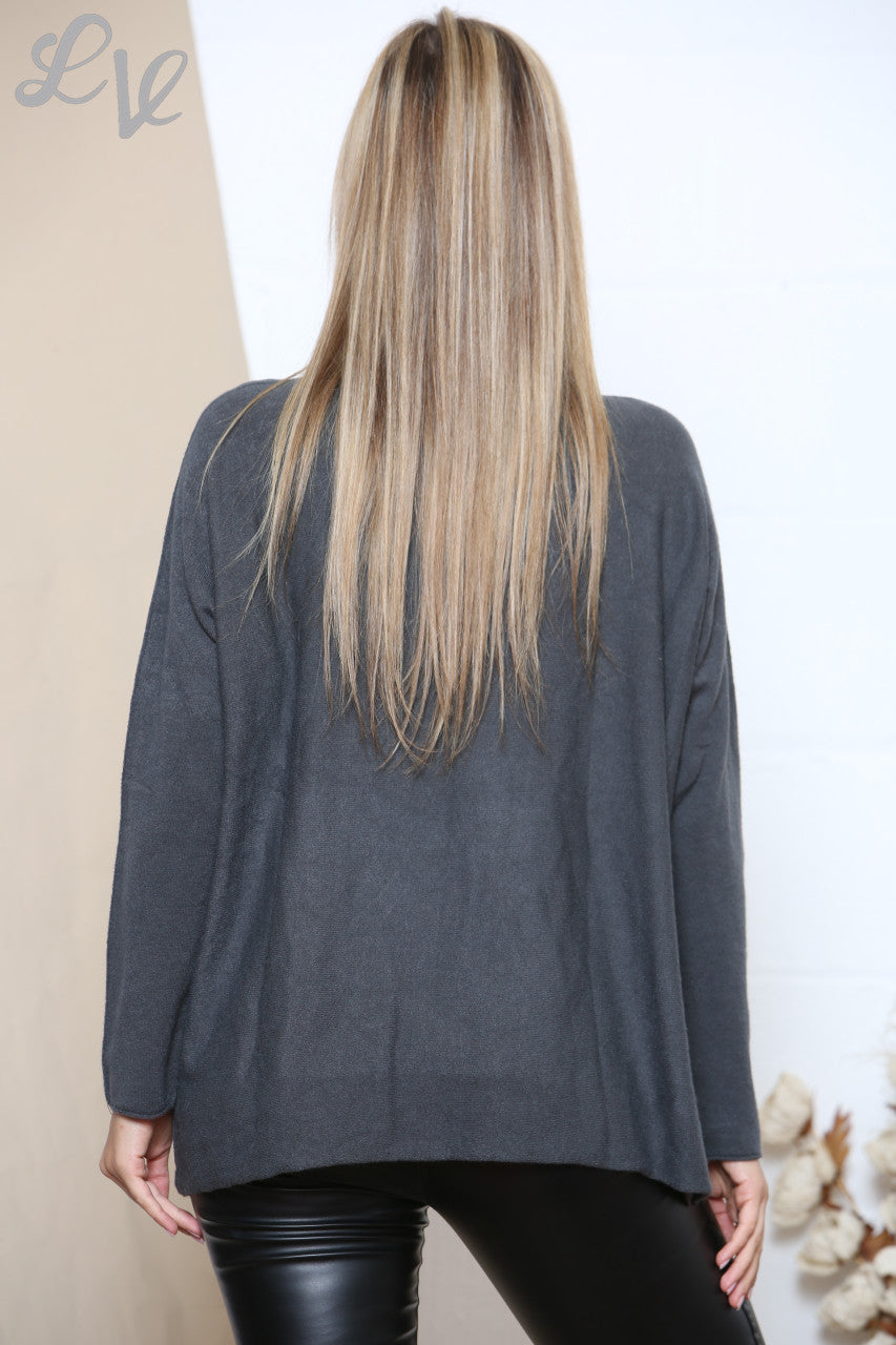 Dames Luipaard Diamante Hart Trui Top Houtskool