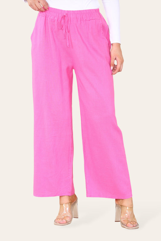 TAILLEBAND MET ELASTIEK KATOEN LINNEN BROEK CERISE
