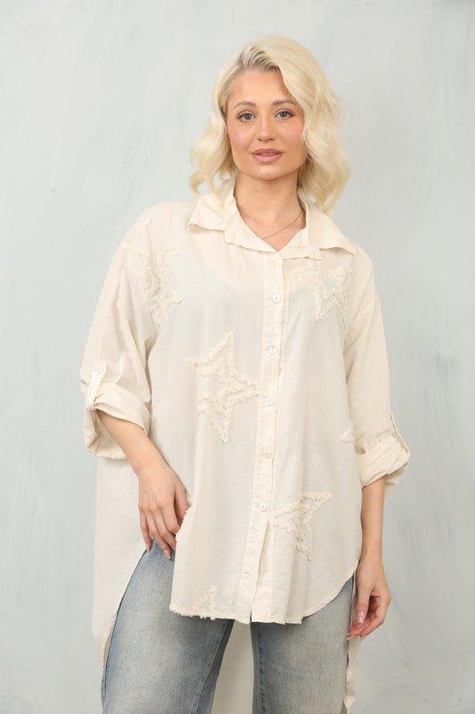 GETUFTE STER SHIRT TOP - STEEN