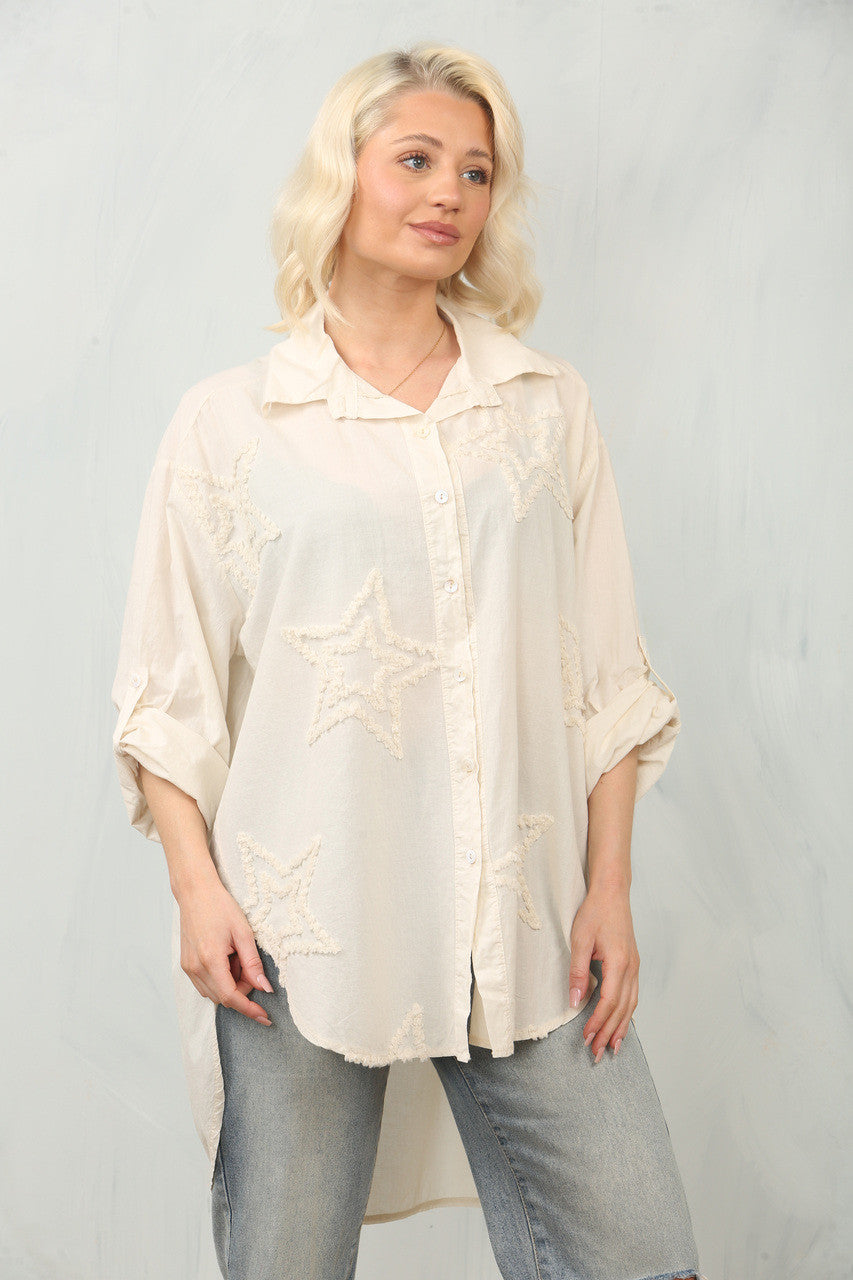 GETUFTE STER SHIRT TOP - STEEN