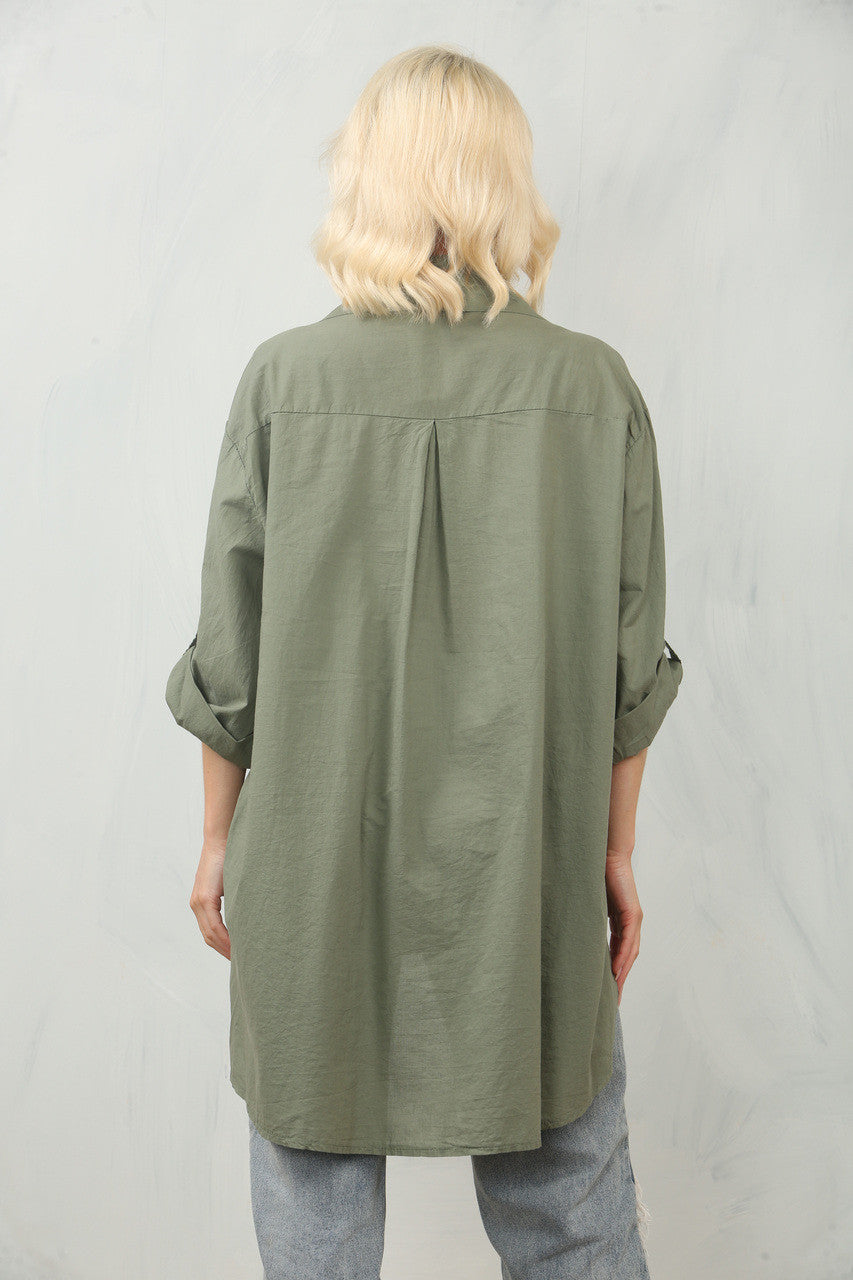 OVERHEMD MET STERBORDUURSEL - KHAKI