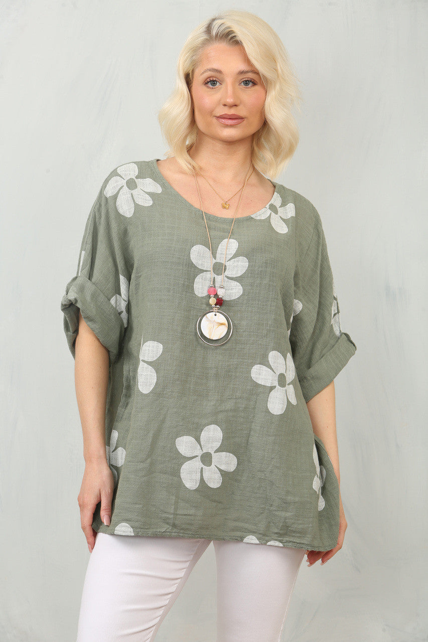 TOP MET MADELIEFJESPRINT - KHAKI