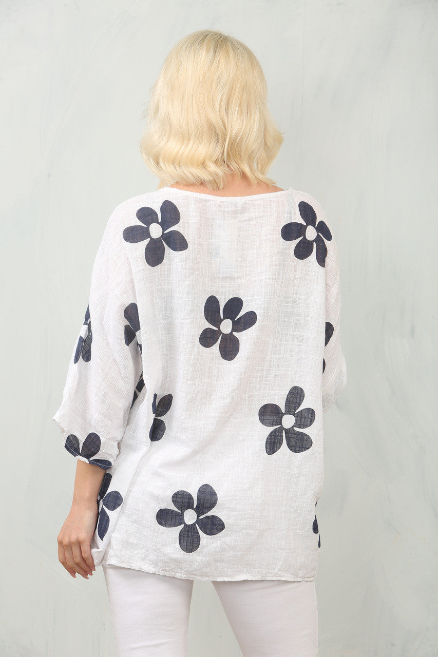 TOP MET DAISYPRINT - WIT
