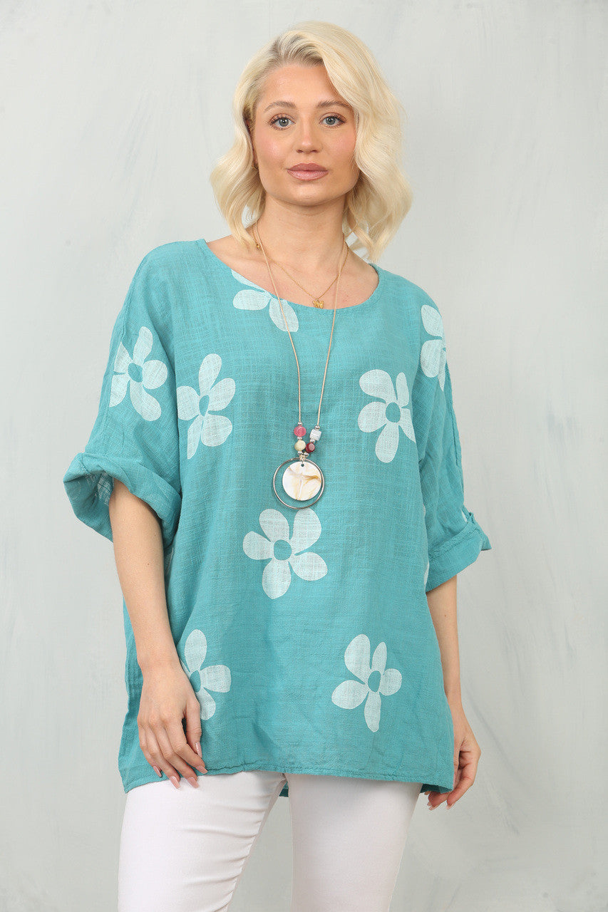 TOP MET MADELIEFJESPRINT - TEAL