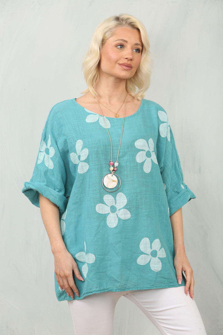 TOP MET MADELIEFJESPRINT - TEAL