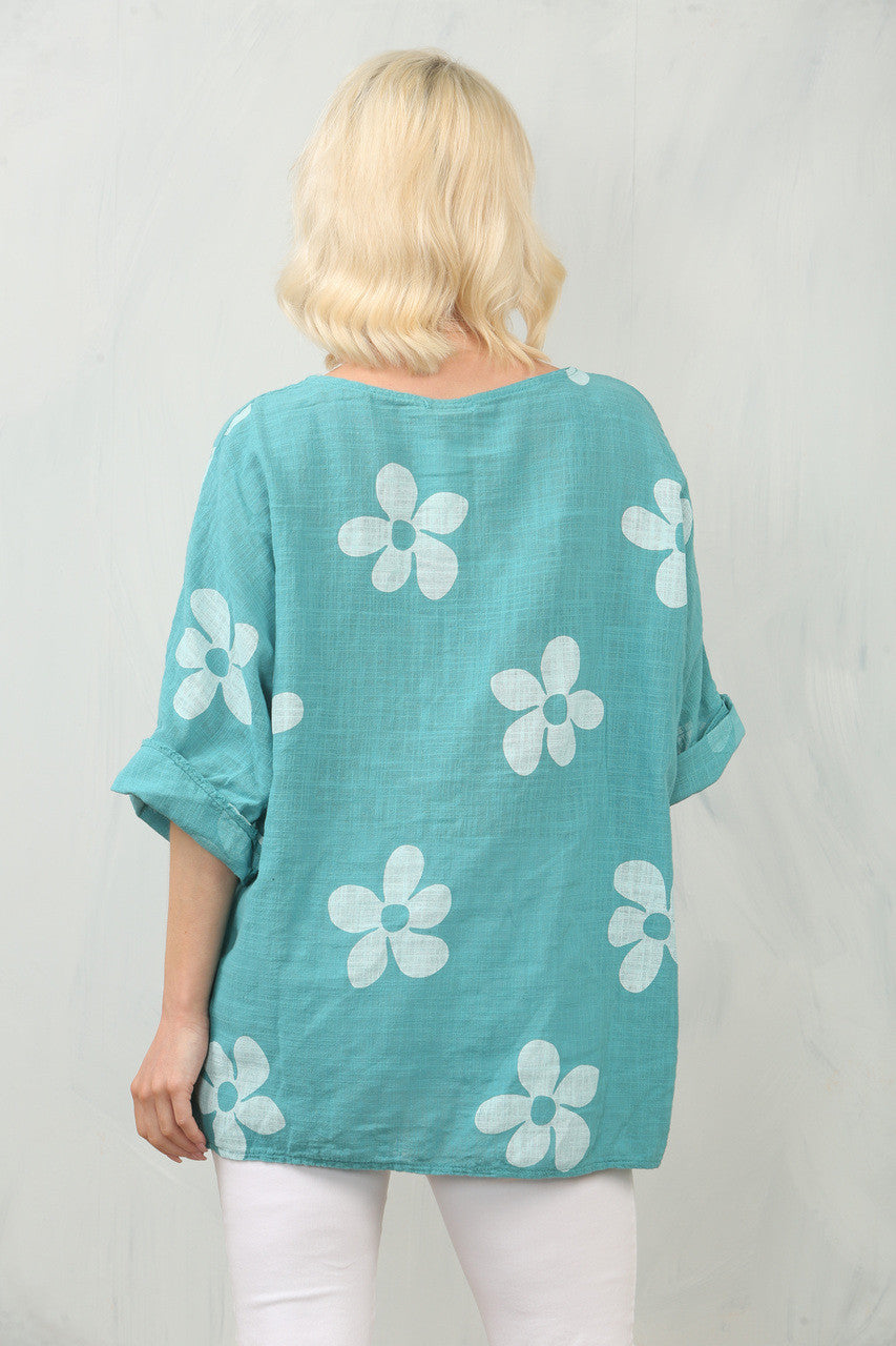 TOP MET MADELIEFJESPRINT - TEAL