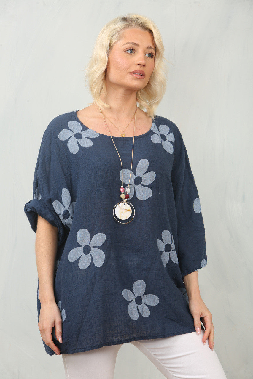 TOP MET MADELIEFJESPRINT - NAVY