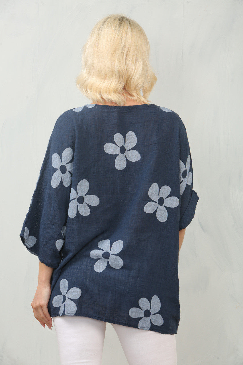 TOP MET MADELIEFJESPRINT - NAVY