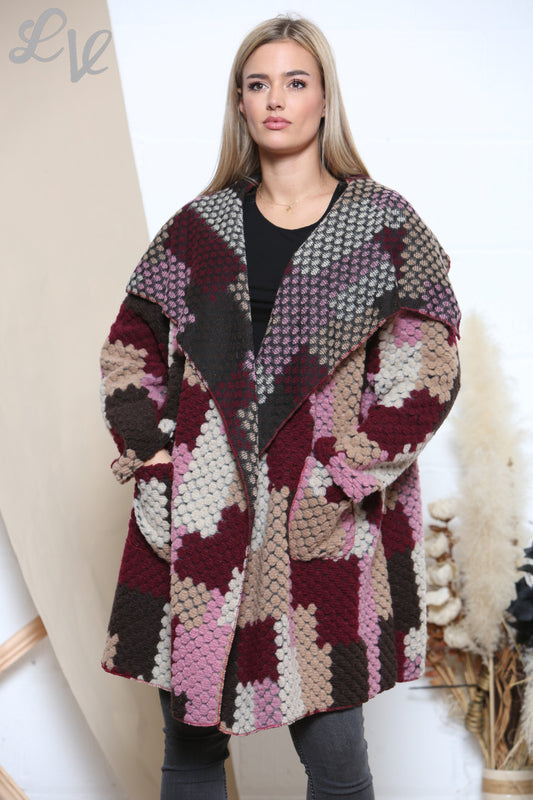 Dames Patchwork Print Watervaljas Bourgondië