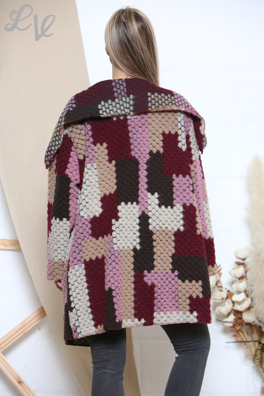 Dames Patchwork Print Watervaljas Bourgondië