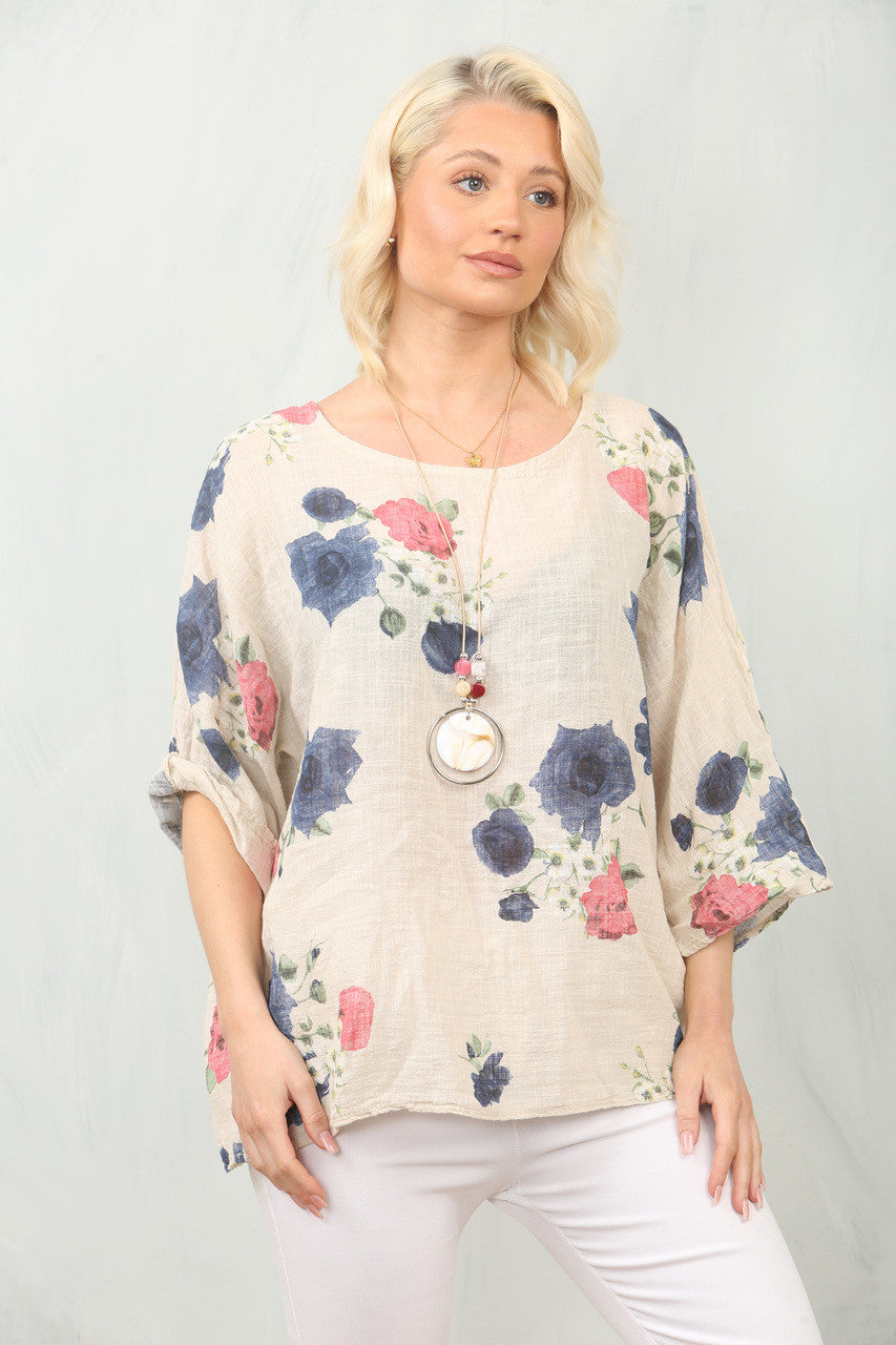 TOP MET ROZENPRINT - STEEN