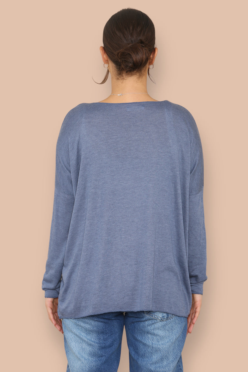 FOIL FEATHER FINE KNIT JUMPER DENIM