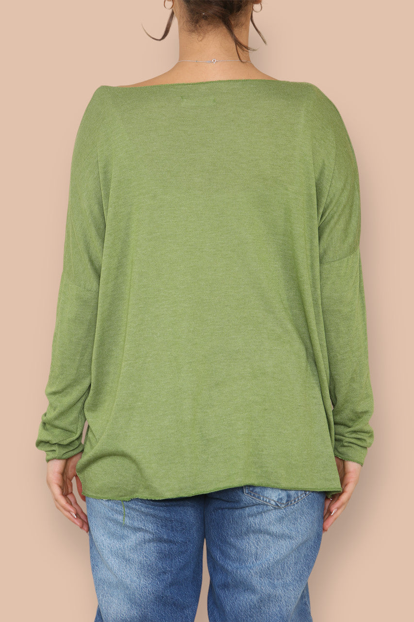 FOIL FEATHER FINE KNIT JUMPER LIME