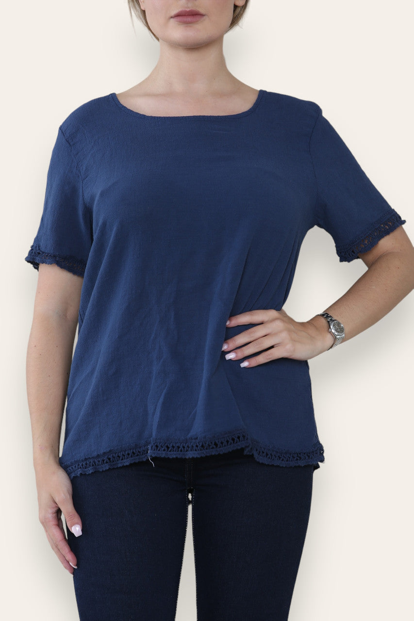 TOP MET HAAKWERK MARINEBLAUW