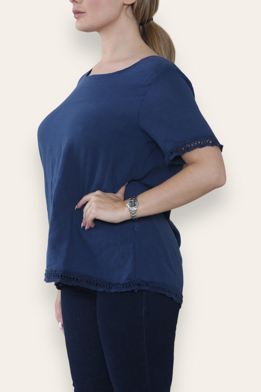 TOP MET HAAKWERK MARINEBLAUW