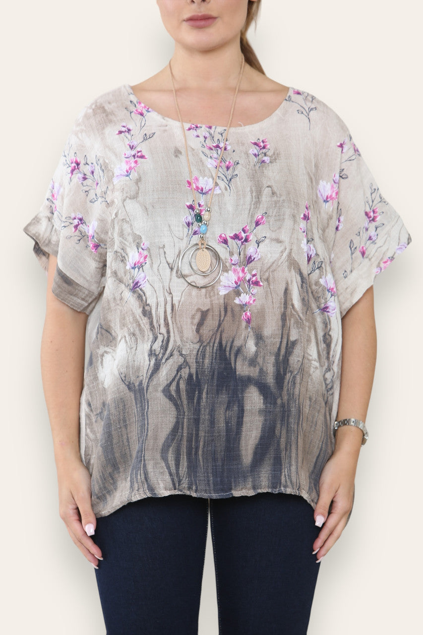 BLOSSOM BLOUZE MET BLOEMENBOORDSTEENPRINT